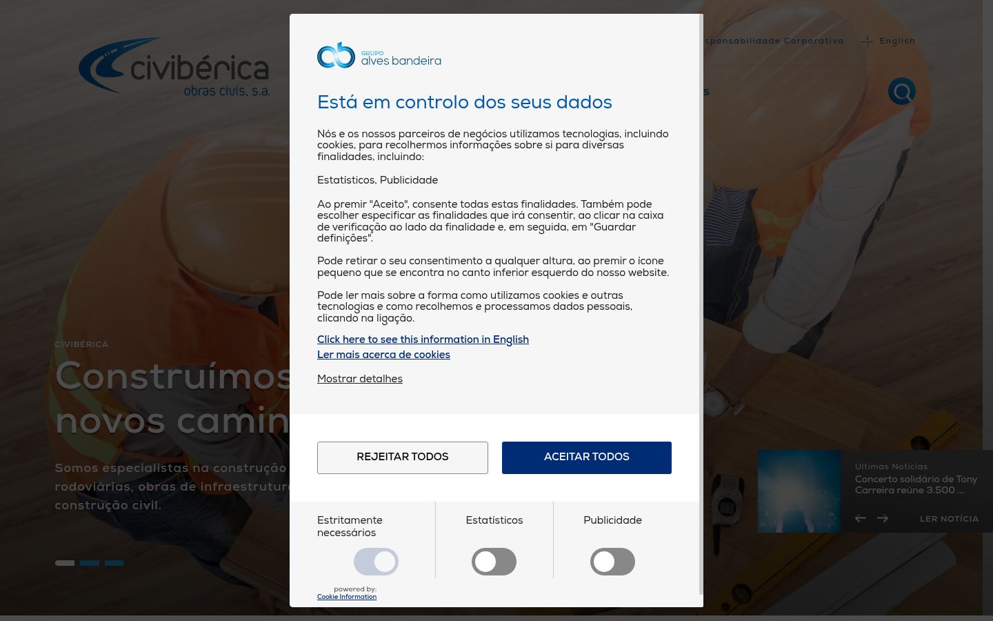 Screenshot of the consent banner shown before any interaction