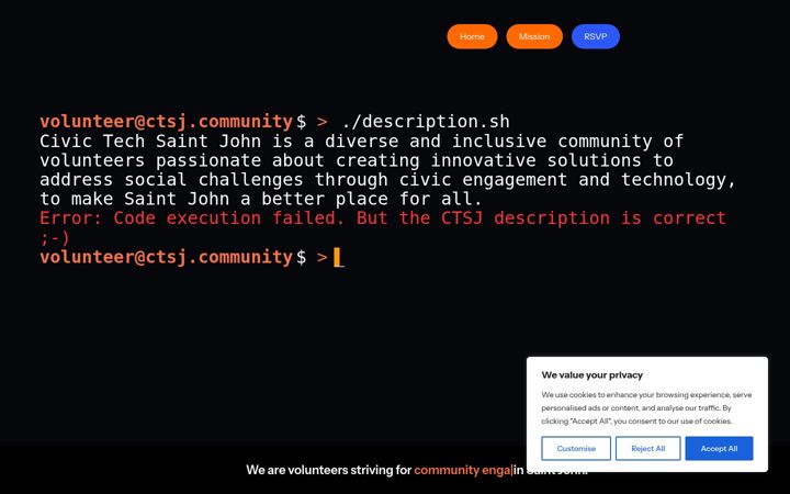 Captura de pantalla de civictechsaintjohn.ca