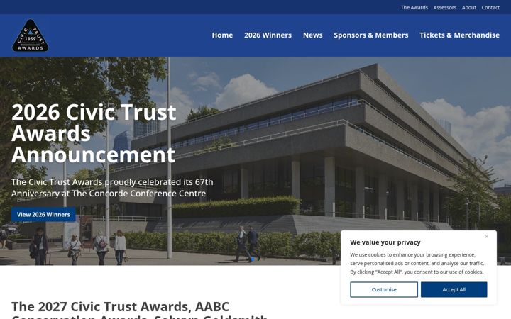 Snímek obrazovky civictrustawards.org.uk