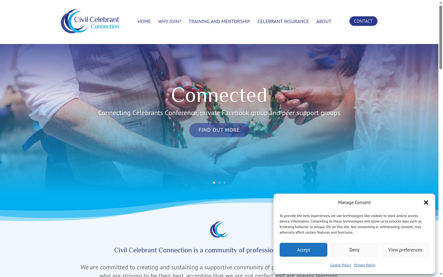 Screenshot del banner di consenso mostrato prima di qualsiasi interazione