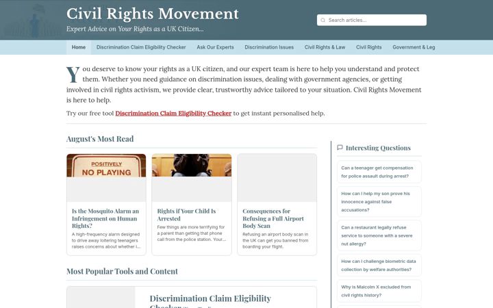 Screenshot of civilrightsmovement.co.uk