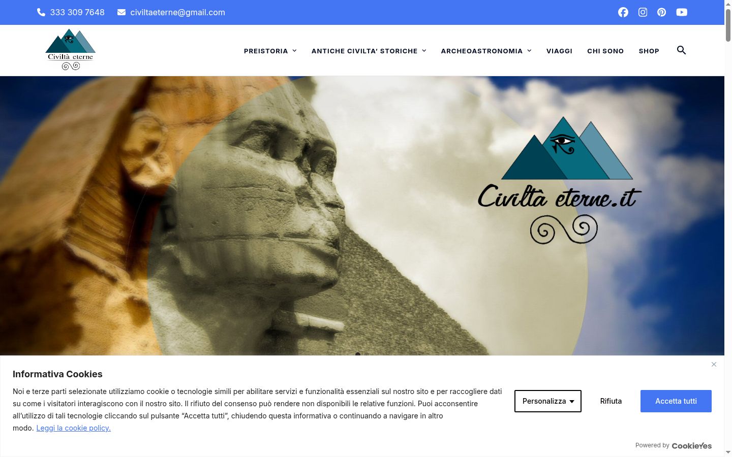 Screenshot del banner di consenso mostrato prima di qualsiasi interazione