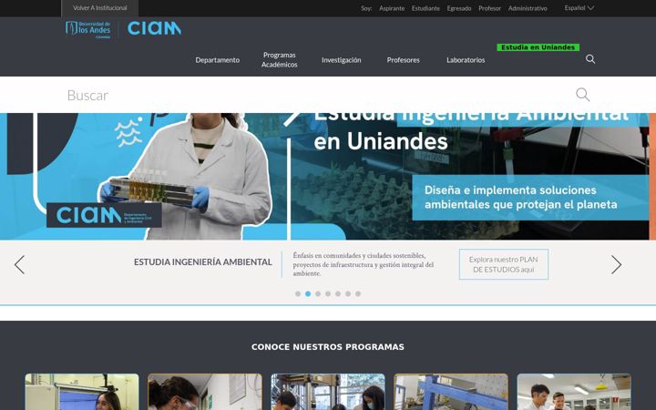 Screenshot ta' civilyambiental.uniandes.edu.co