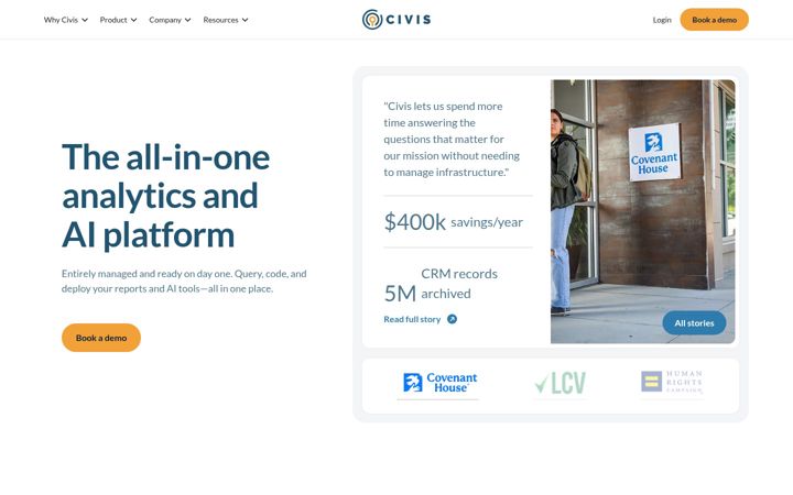 Screenshot of civisanalytics.com