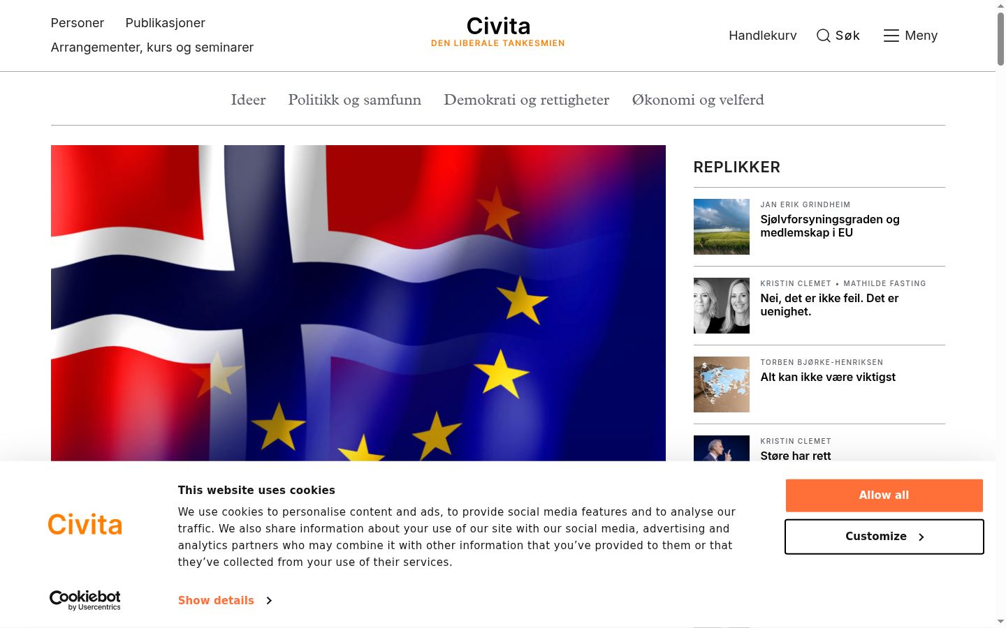 Screenshot of the consent banner shown before any interaction