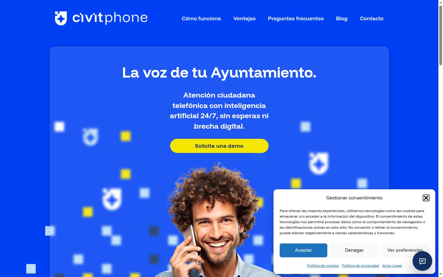 Screenshot del banner di consenso mostrato prima di qualsiasi interazione