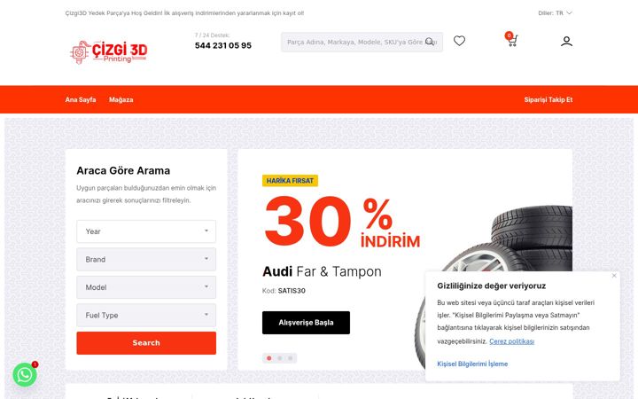 Screenshot of cizgi3dyedekparca.com
