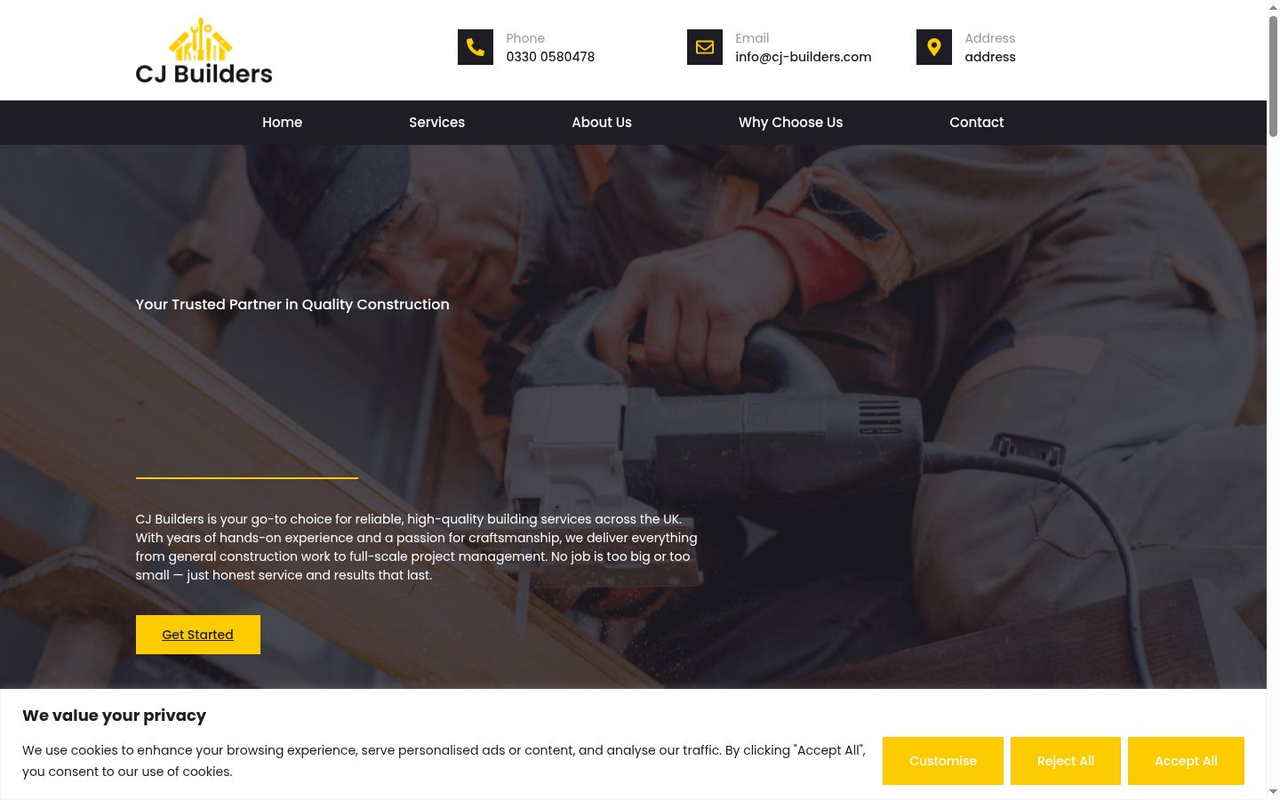 Screenshot des Einwilligungsbanners vor jeglicher Interaktion