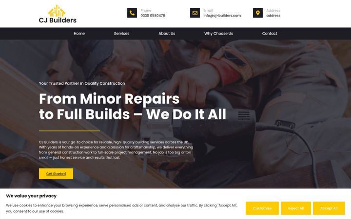 Screenshot of cj-builders.com