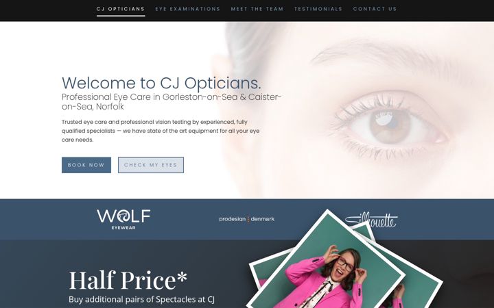 Screenshot stránky cj-opticians.com
