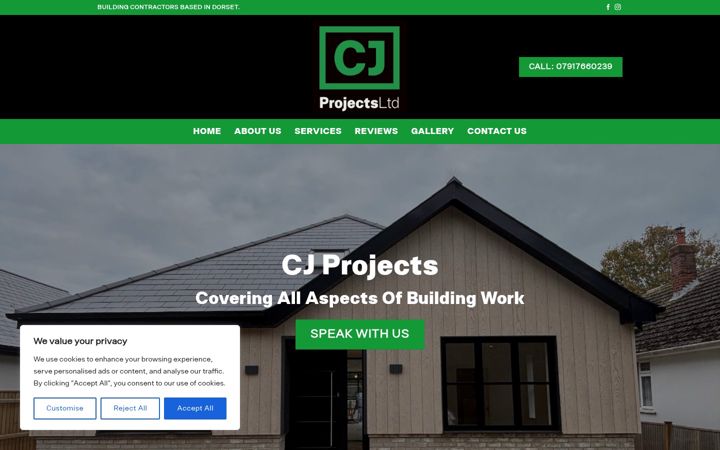 Skærmbillede af cj-projects.co.uk