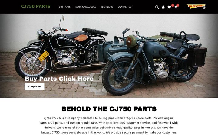 Screenshot of cj750parts.com