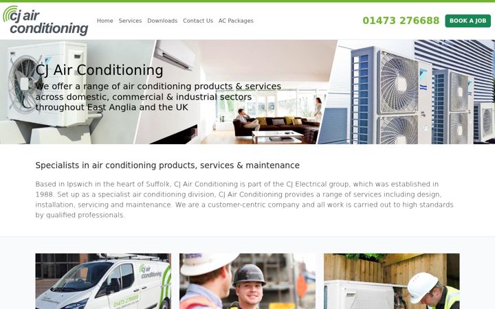 Screenshot of cjaircon.co.uk