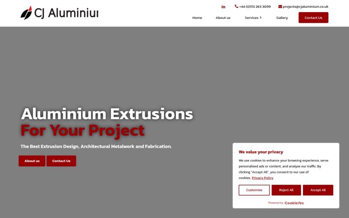 Screenshot of cjaluminium.co.uk