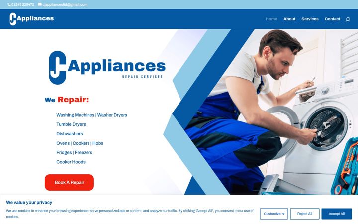 Screenshot of cjappliances.co.uk