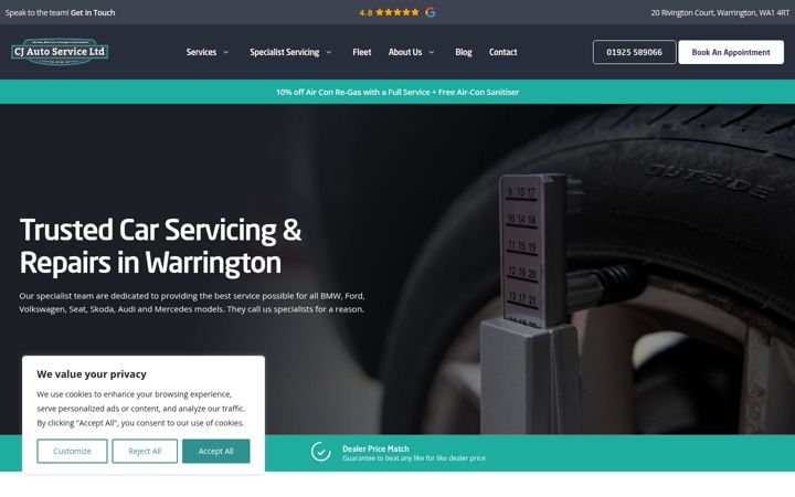 Screenshot of cjautoservice.co.uk