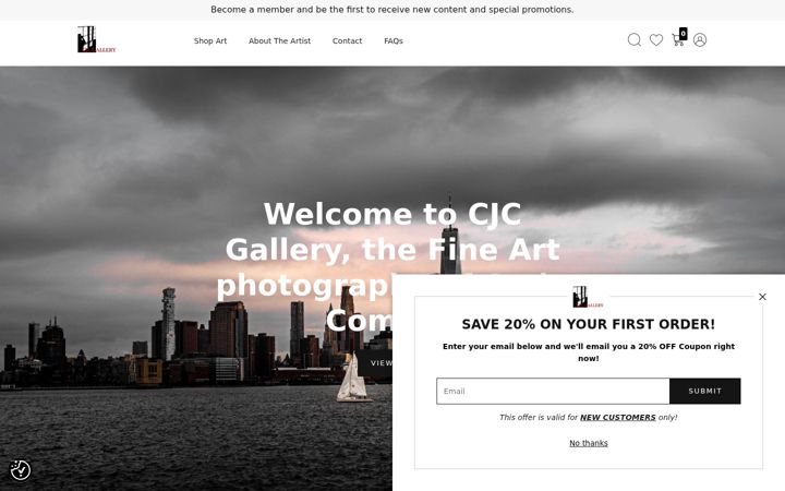 Screenshot of cjcgallery.com