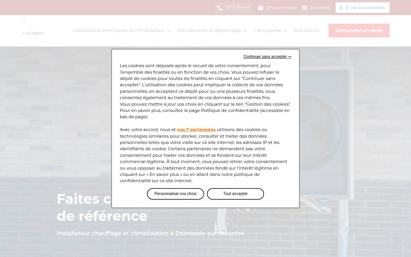 Captura de ecrã do banner de consentimento apresentado antes de qualquer interação