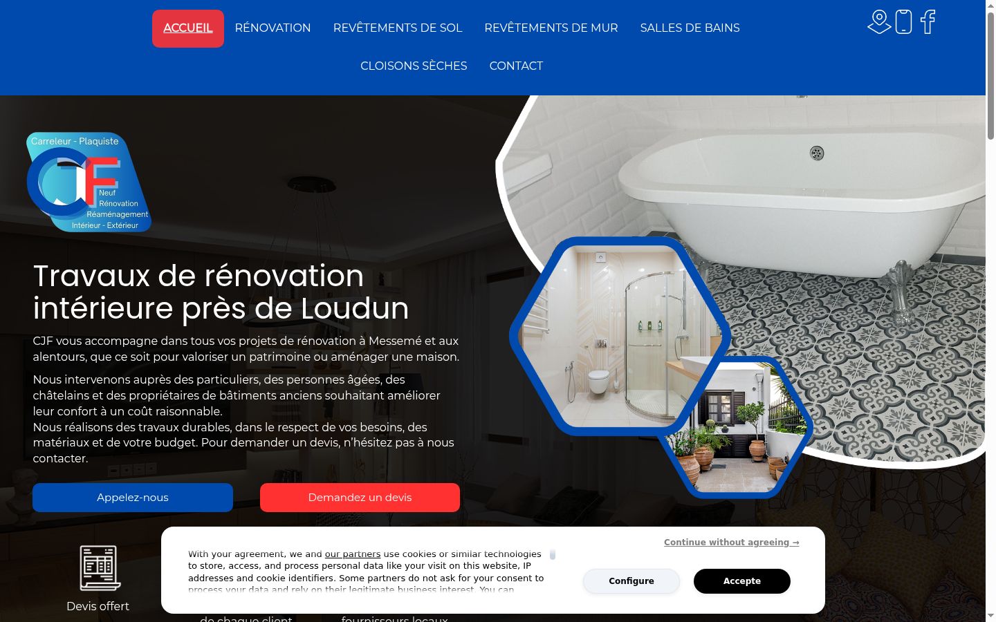 Capture d'écran de la bannière de consentement affichée avant toute interaction