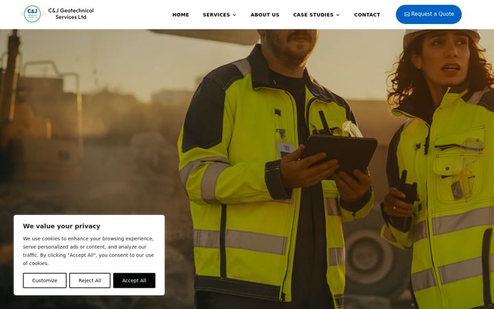 Screenshot of cjgeotechnicalservices.co.uk