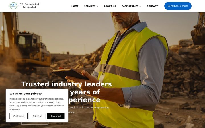 Screenshot of cjgeotechnicalservices.uk