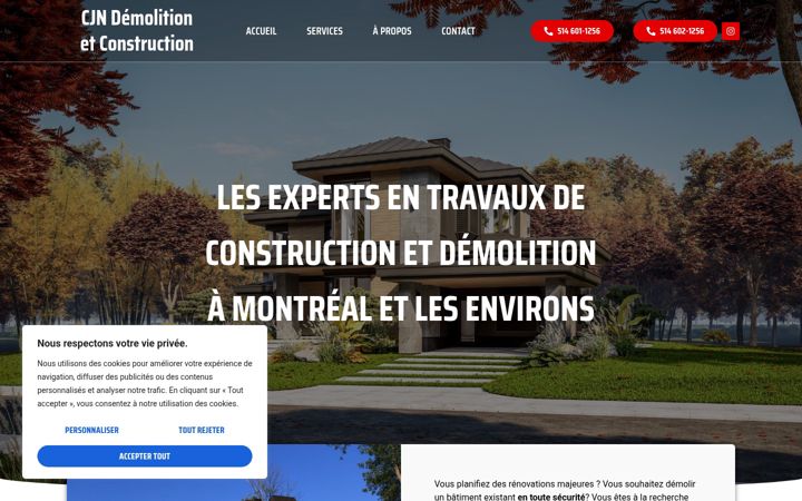 Snimka zaslona za cjnconstruction.ca