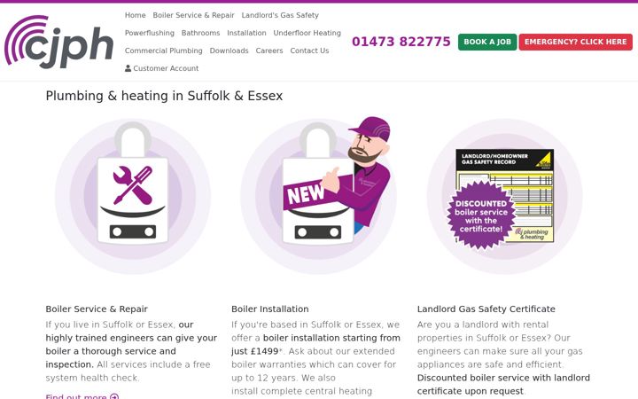 Snímek obrazovky cjplumbheat.co.uk
