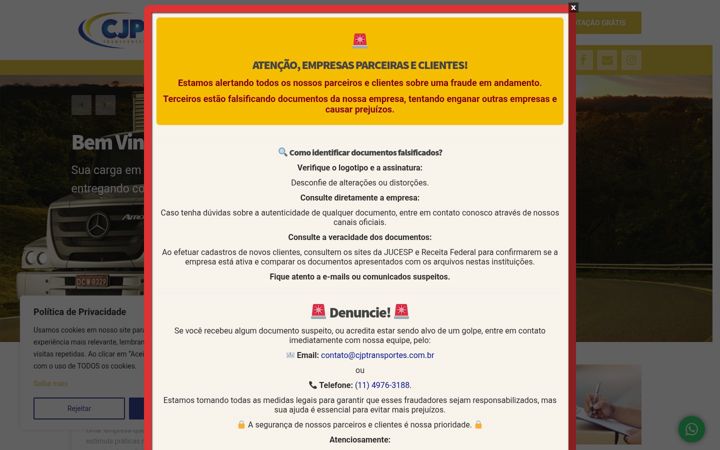 Screenshot van cjptransportes.com.br