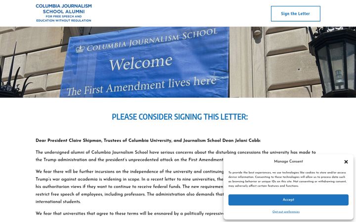 Screenshot of cjsalums4freespeech.com
