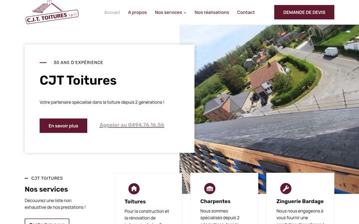 Screenshot of cjttoitures.be