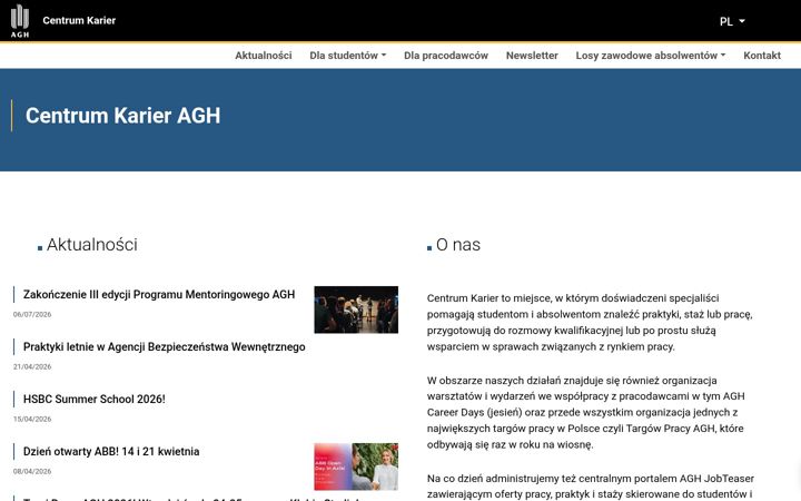 Screenshot stránky ck.agh.edu.pl