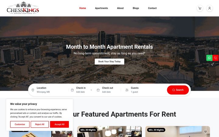 Screenshot of ckapartments.com