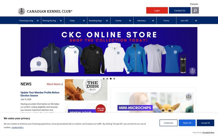 Screenshot of ckc.ca