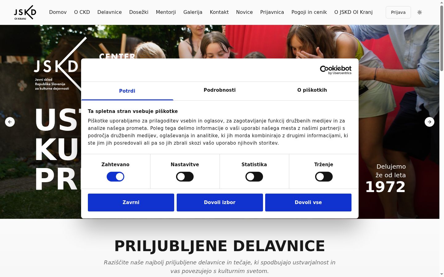 Screenshot des Einwilligungsbanners vor jeglicher Interaktion