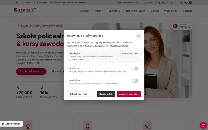 Screenshot stránky ckeureka.pl