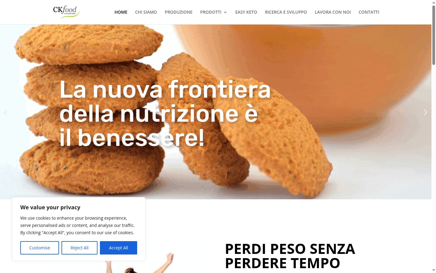 Screenshot del banner di consenso mostrato prima di qualsiasi interazione