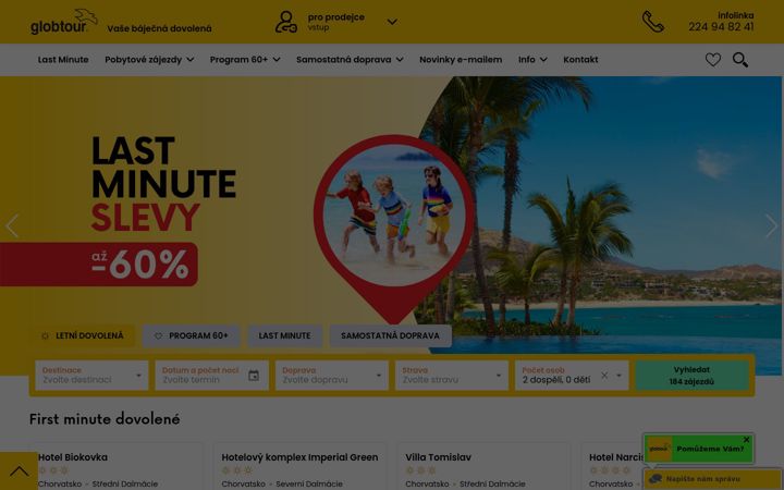 Skjámynd af ckglobtour.cz