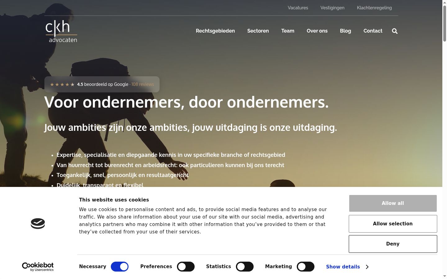 Skjermbilde av samtykkebanneret slik det vises før noen interaksjon