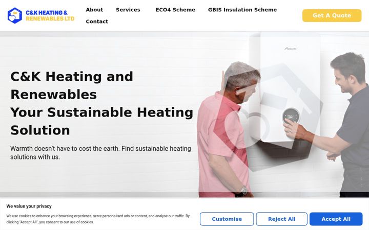 Screenshot of ckheatingrenewables.co.uk