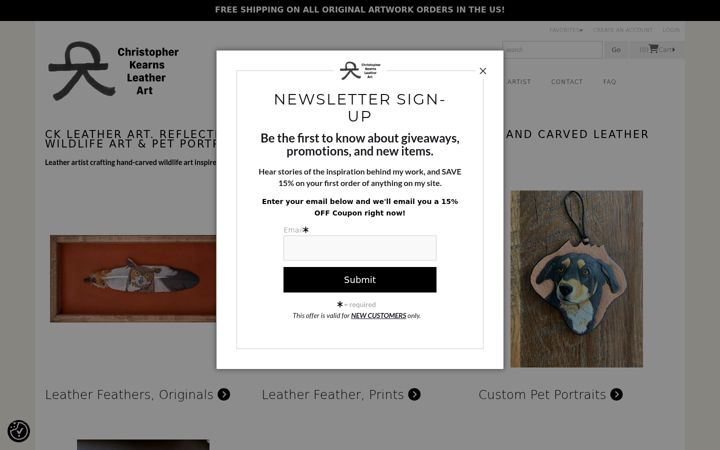 Screenshot of ckleatherart.com