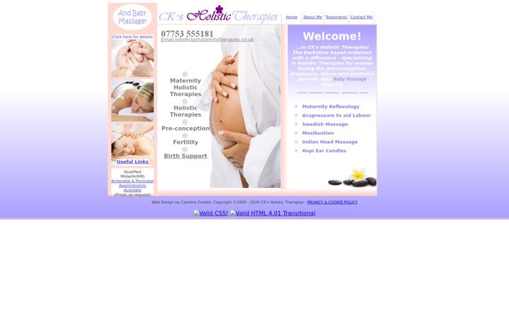 Screenshot of cksmaternitytherapies.co.uk