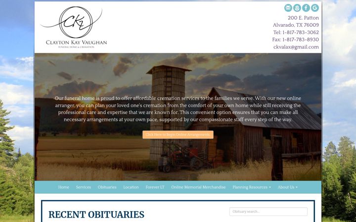 Screenshot of ckvfuneral.com