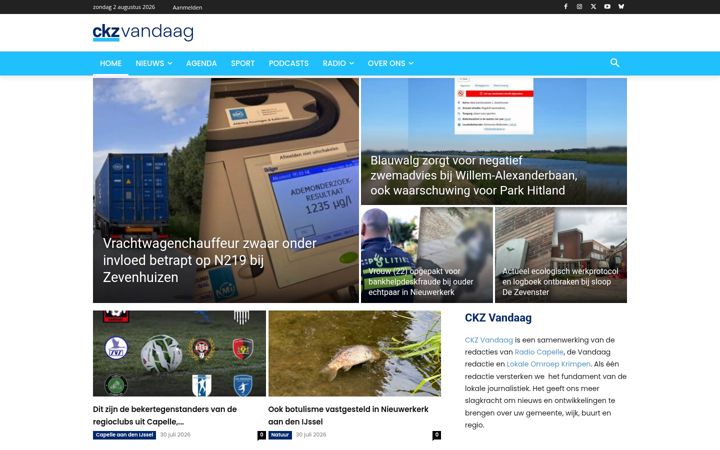 Screenshot van ckzvandaag.nl