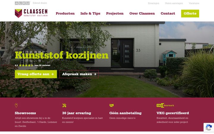 Screenshot of claassenkozijn.nl