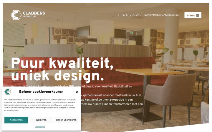 Screenshot of clabbersinterieurs.nl