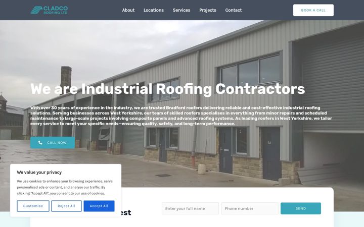 Ekrano kopija cladcoroofingltd.co.uk