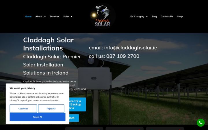 Capture d'écran de claddaghsolar.ie