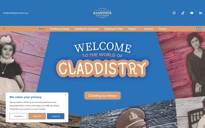 Screenshot of claddingforinteriors.com