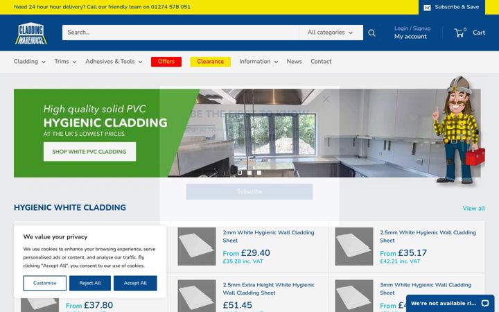 Screenshot of claddingwarehouse.co.uk