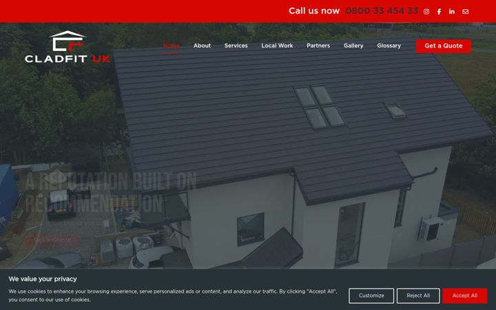 Screenshot of cladfituk.co.uk